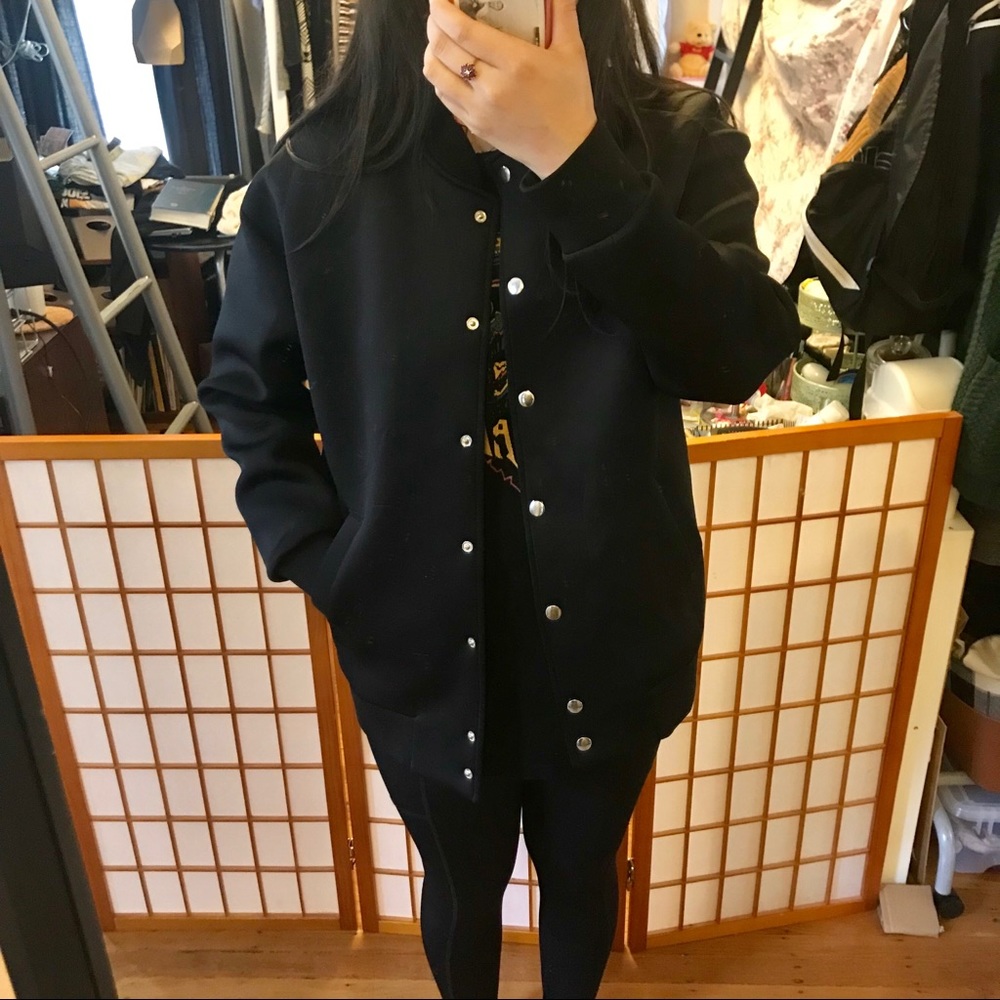 F21 Oversized Black Bomber Jacket